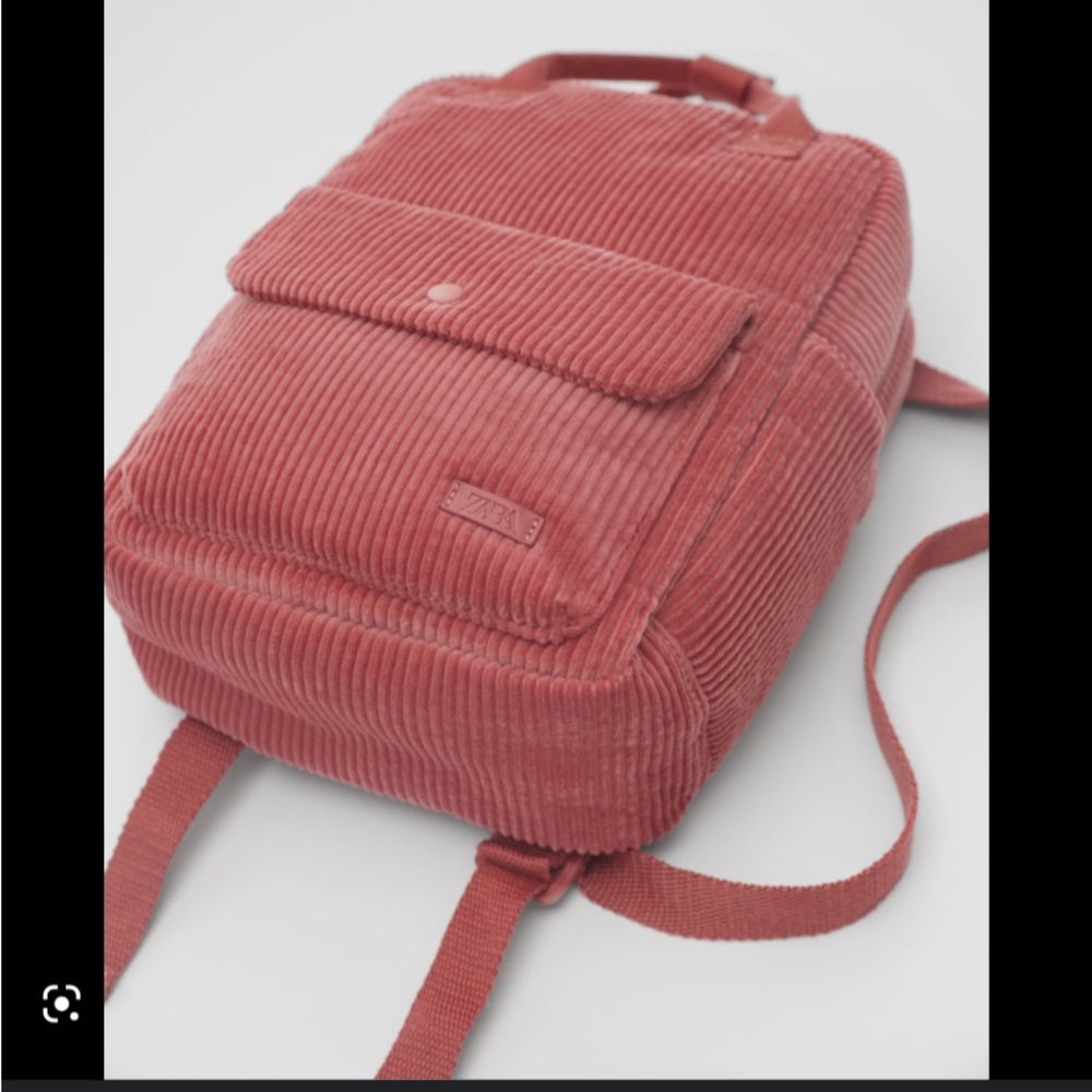 pink zara corduroy mini backpack
